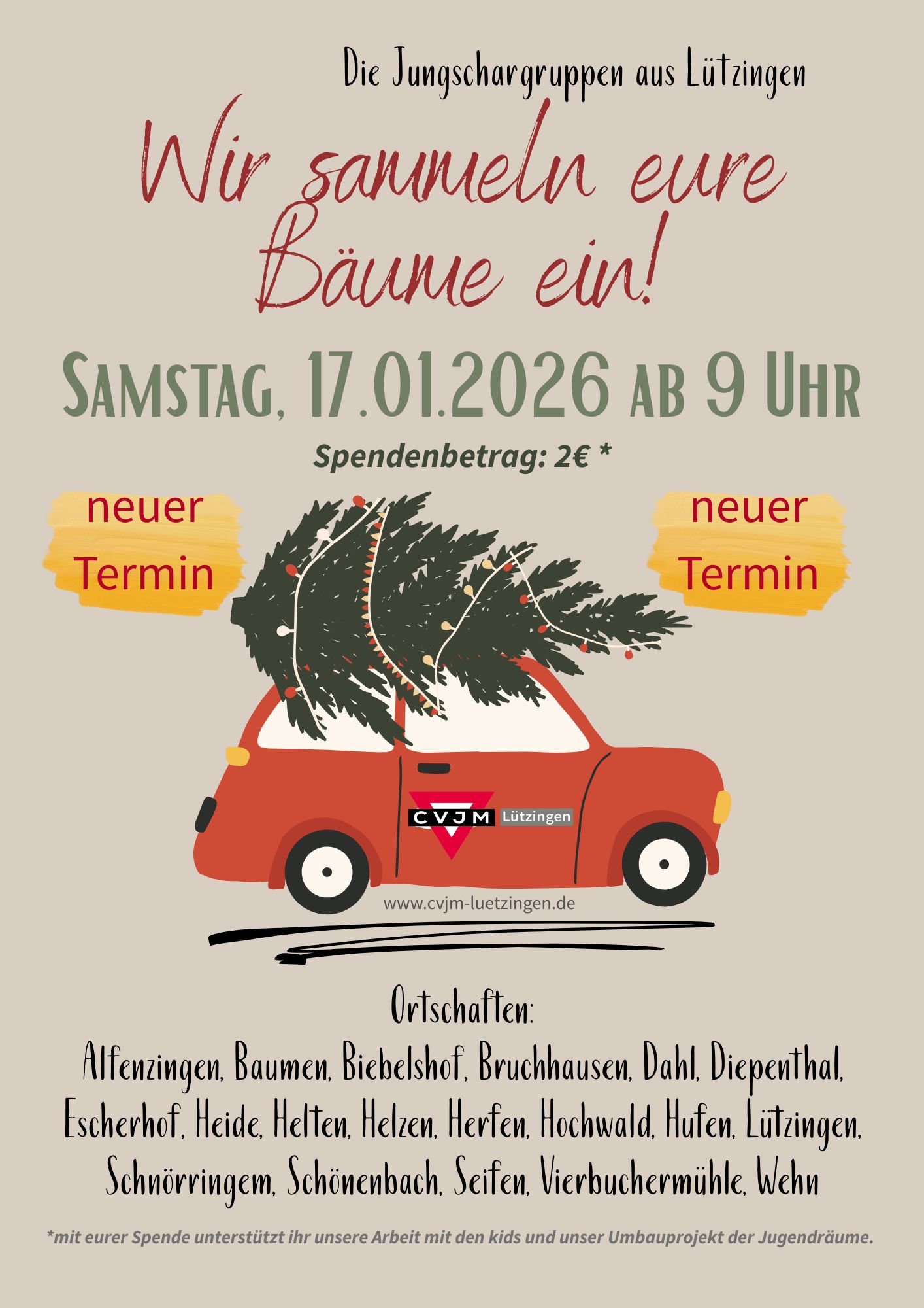 Am 10. Janaur 2026 werden die Weihnachtsbäume abgeholt